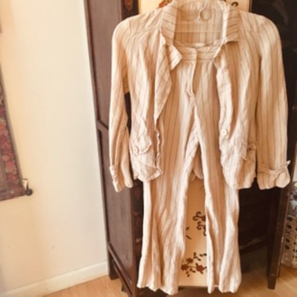Vintage Linen Pinstripe Suit